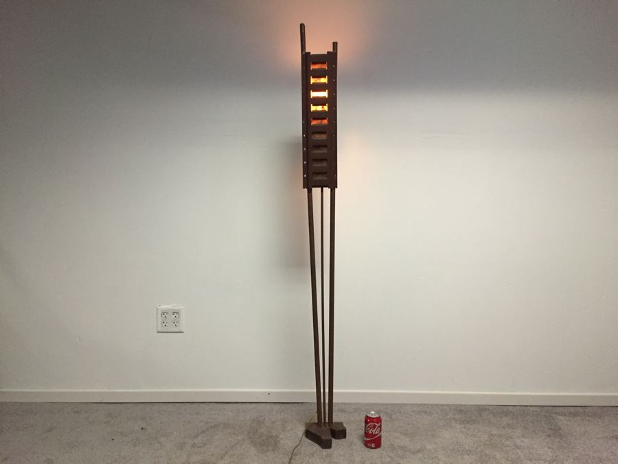 Custom Industrial Metal Sculpture Floor Lamp By Karen Dugan Hand Signed [Photo 5]