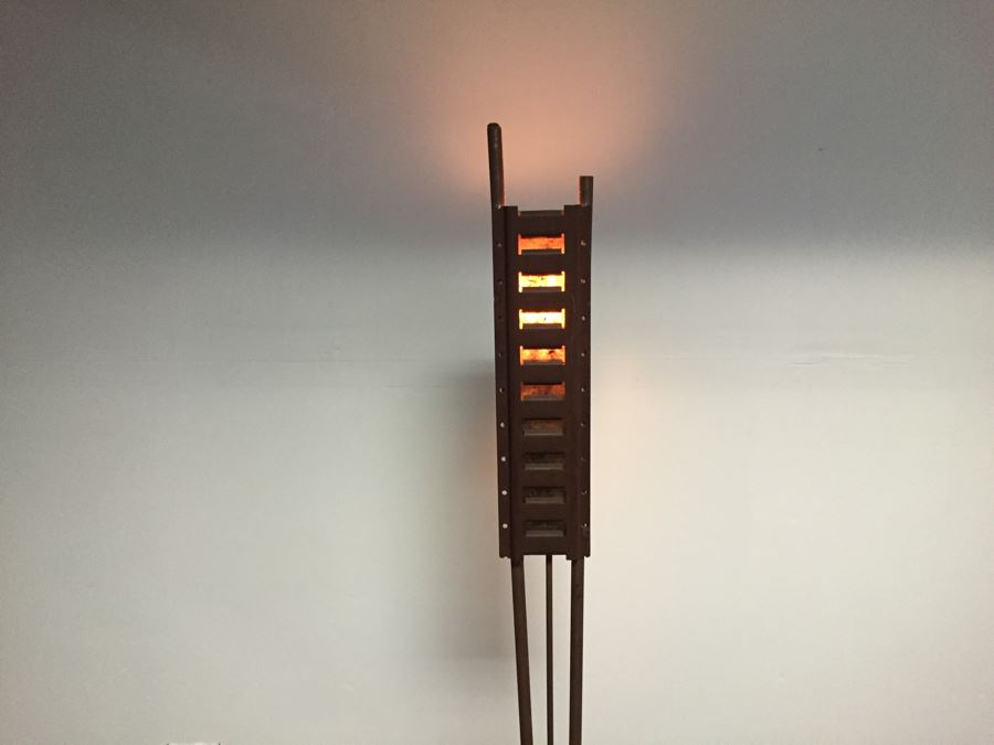 Custom Industrial Metal Sculpture Floor Lamp By Karen Dugan Hand Signed [Photo 4]