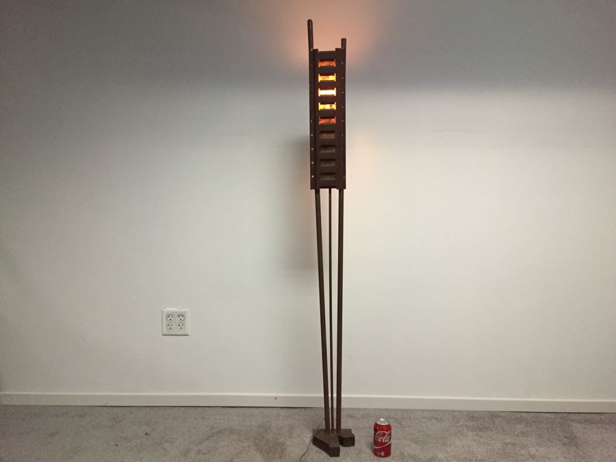 Custom Industrial Metal Sculpture Floor Lamp By Karen Dugan Hand Signed [Photo 1]