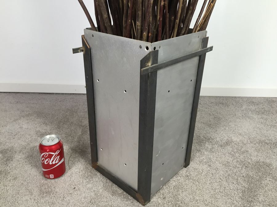 Custom Industrial Metal Sculpture Planter By Karen Dugan Hand Signed [Photo 2]