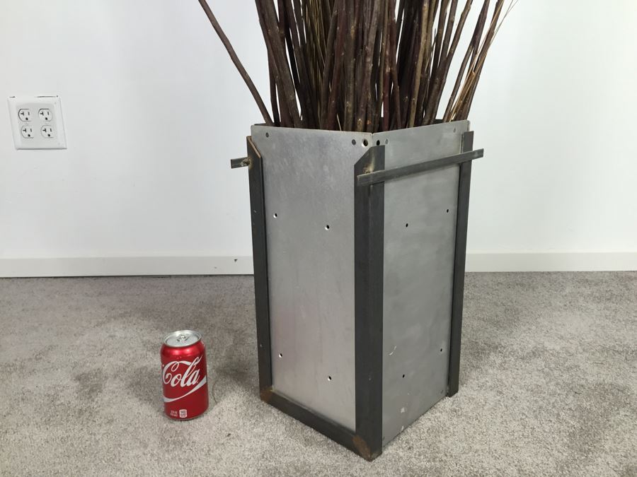 Custom Industrial Metal Sculpture Planter By Karen Dugan Hand Signed [Photo 6]