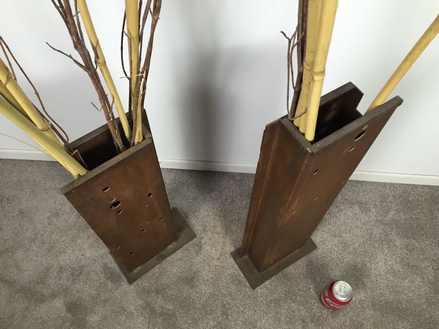 Custom Industrial Metal Sculpture Planter By Karen Dugan Hand Signed [Photo 12]