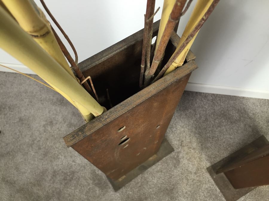 Custom Industrial Metal Sculpture Planter By Karen Dugan Hand Signed [Photo 13]