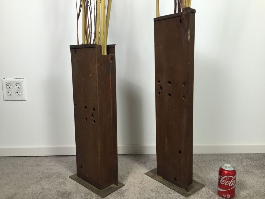 Custom Industrial Metal Sculpture Planter By Karen Dugan Hand Signed [Photo 7]