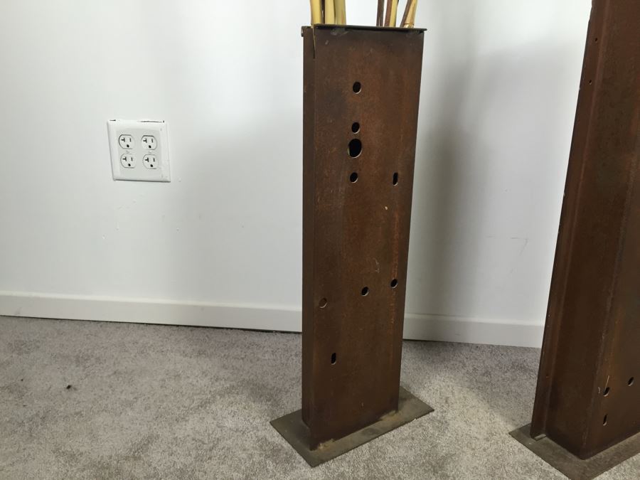 Custom Industrial Metal Sculpture Planter By Karen Dugan Hand Signed [Photo 9]