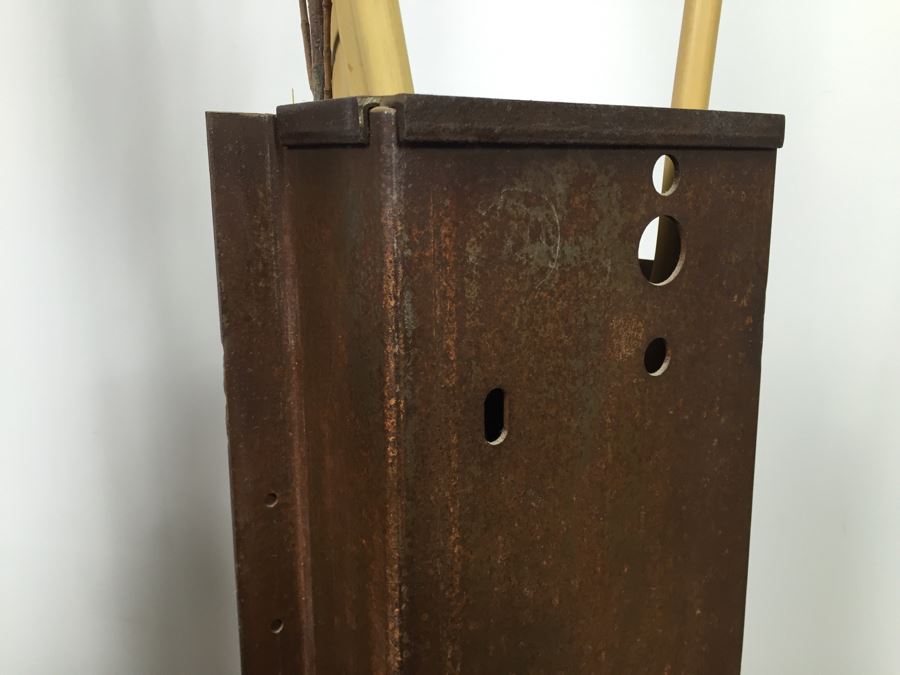 Custom Industrial Metal Sculpture Planter By Karen Dugan Hand Signed [Photo 11]