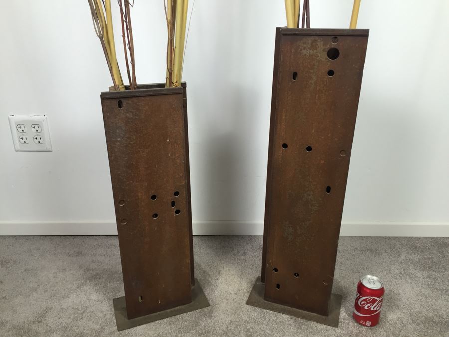 Custom Industrial Metal Sculpture Planter By Karen Dugan Hand Signed [Photo 19]