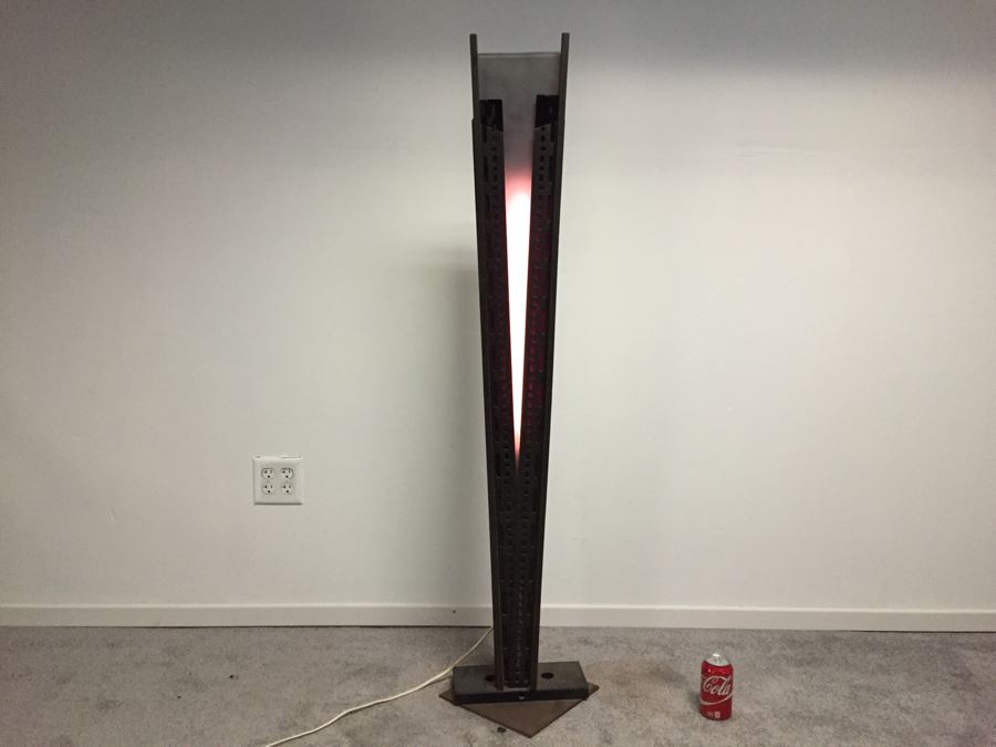 Custom Industrial Metal Sculpture Floor Lamp By Karen Dugan Hand Signed [Photo 4]