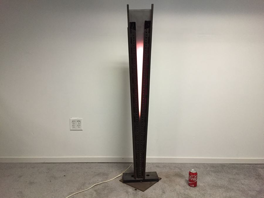 Custom Industrial Metal Sculpture Floor Lamp By Karen Dugan Hand Signed [Photo 5]