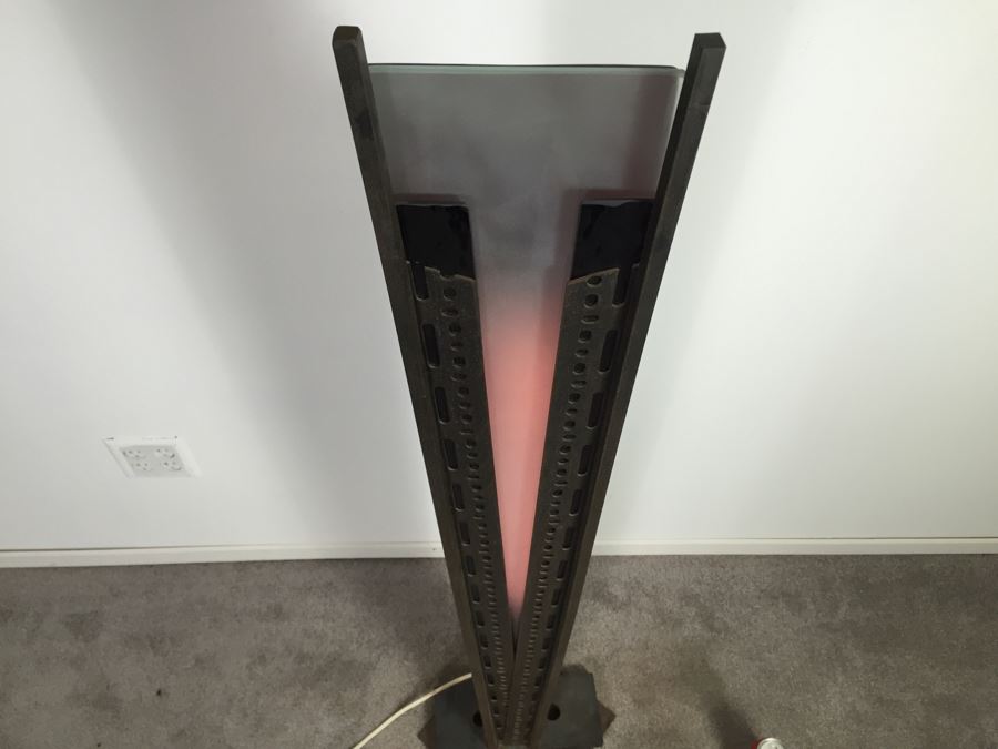 Custom Industrial Metal Sculpture Floor Lamp By Karen Dugan Hand Signed [Photo 2]