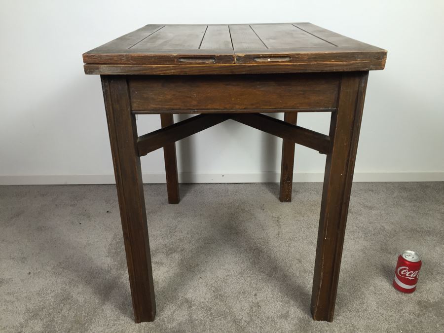 Vintage Oak Duplex Patent Table With Built In Fold Out Leaves [Photo 13]