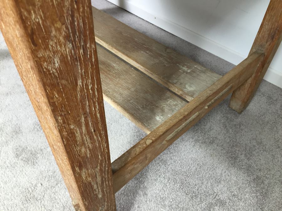 Stunning Vintage Mission Style Oak Table Desk With Drawer And Brass Pulls - Well Made [Photo 12]