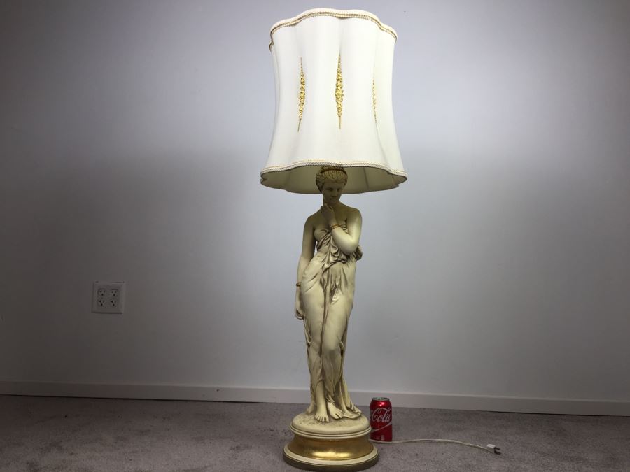 Large Stunning White And Gold Woman Table Lamp