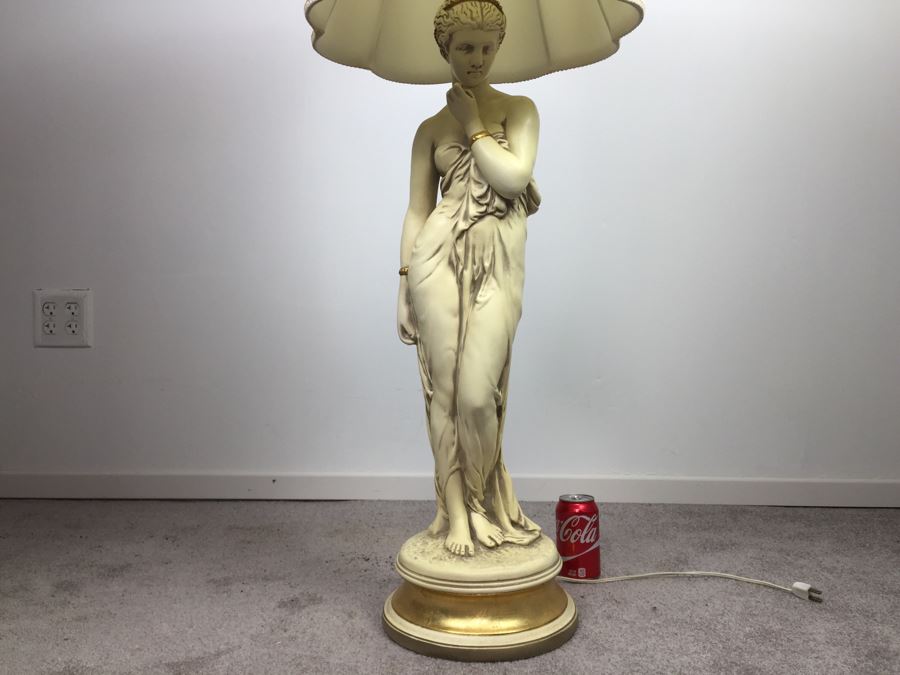 Large Stunning White And Gold Woman Table Lamp [Photo 2]