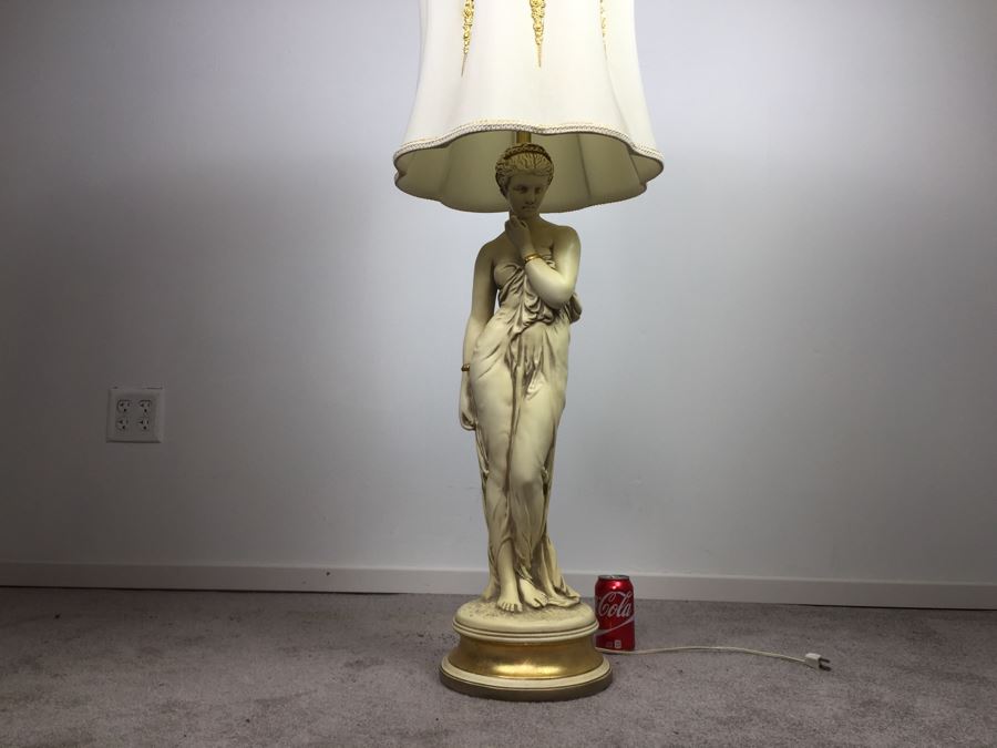 Large Stunning White And Gold Woman Table Lamp [Photo 4]