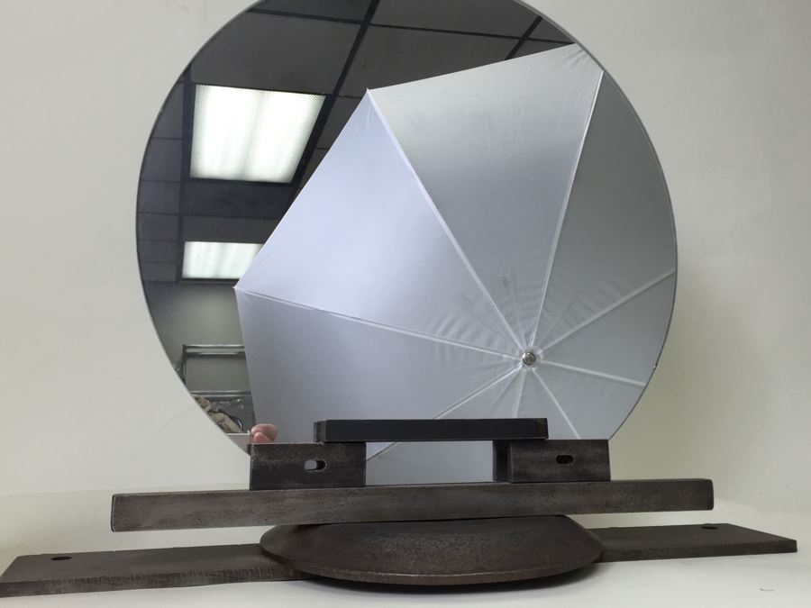 FABULOUS Custom Industrial Metal Sculpture Art Deco Style Vanity Mirror Crafted And Hand Signed By Karen Dugan [Photo 11]