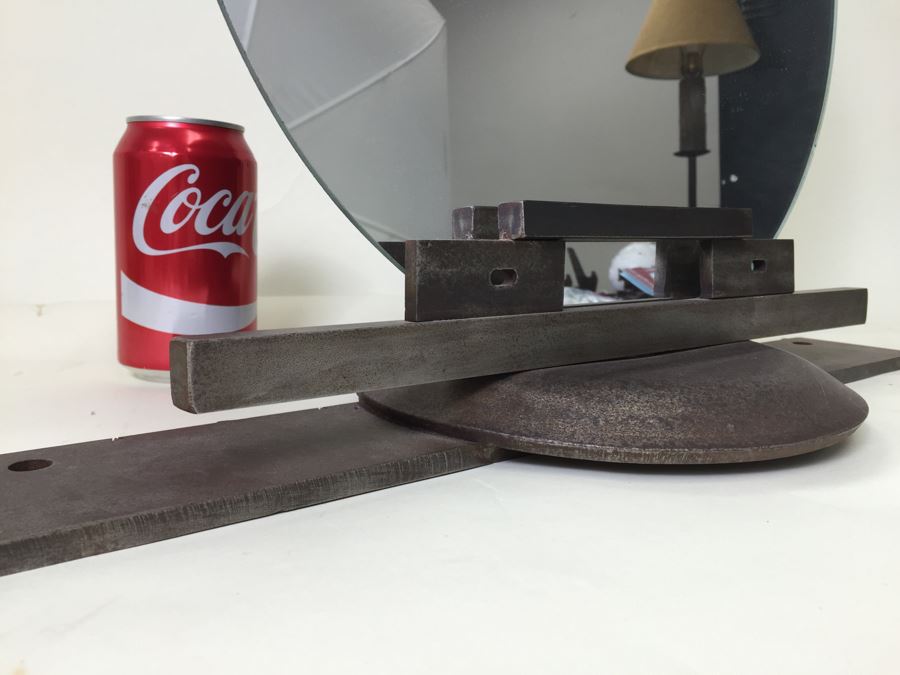 FABULOUS Custom Industrial Metal Sculpture Art Deco Style Vanity Mirror Crafted And Hand Signed By Karen Dugan [Photo 2]