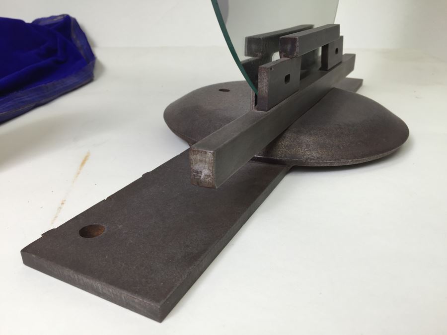 FABULOUS Custom Industrial Metal Sculpture Art Deco Style Vanity Mirror Crafted And Hand Signed By Karen Dugan [Photo 6]