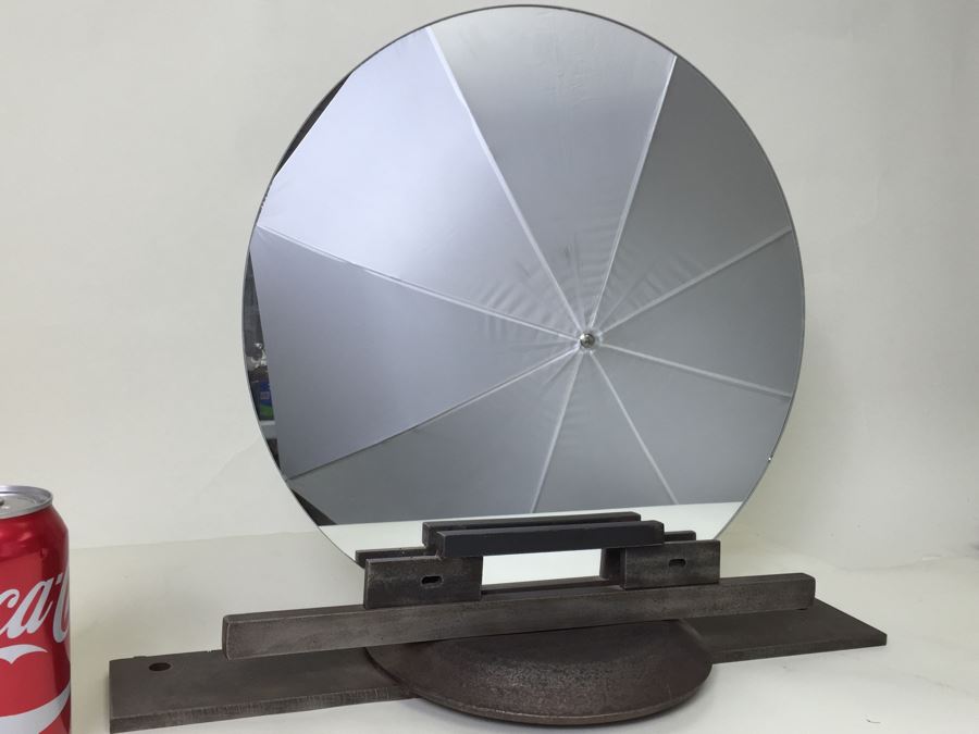 FABULOUS Custom Industrial Metal Sculpture Art Deco Style Vanity Mirror Crafted And Hand Signed By Karen Dugan [Photo 9]