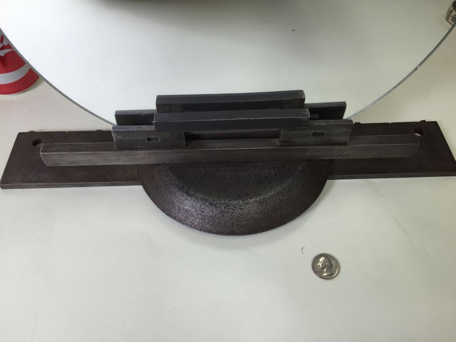 FABULOUS Custom Industrial Metal Sculpture Art Deco Style Vanity Mirror Crafted And Hand Signed By Karen Dugan [Photo 3]