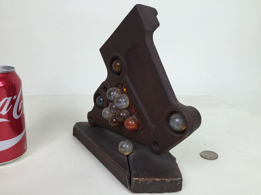 Custom Industrial Metal Sculpture With Marbles Back Light By Karen Dugan Hand Signed [Photo 9]