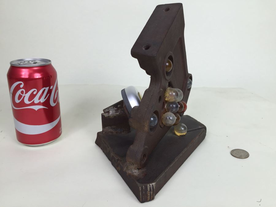 Custom Industrial Metal Sculpture With Marbles Back Light By Karen Dugan Hand Signed [Photo 12]