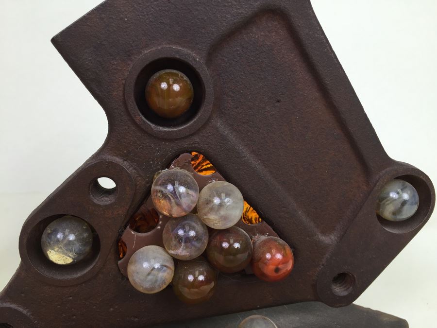 Custom Industrial Metal Sculpture With Marbles Back Light By Karen Dugan Hand Signed [Photo 6]