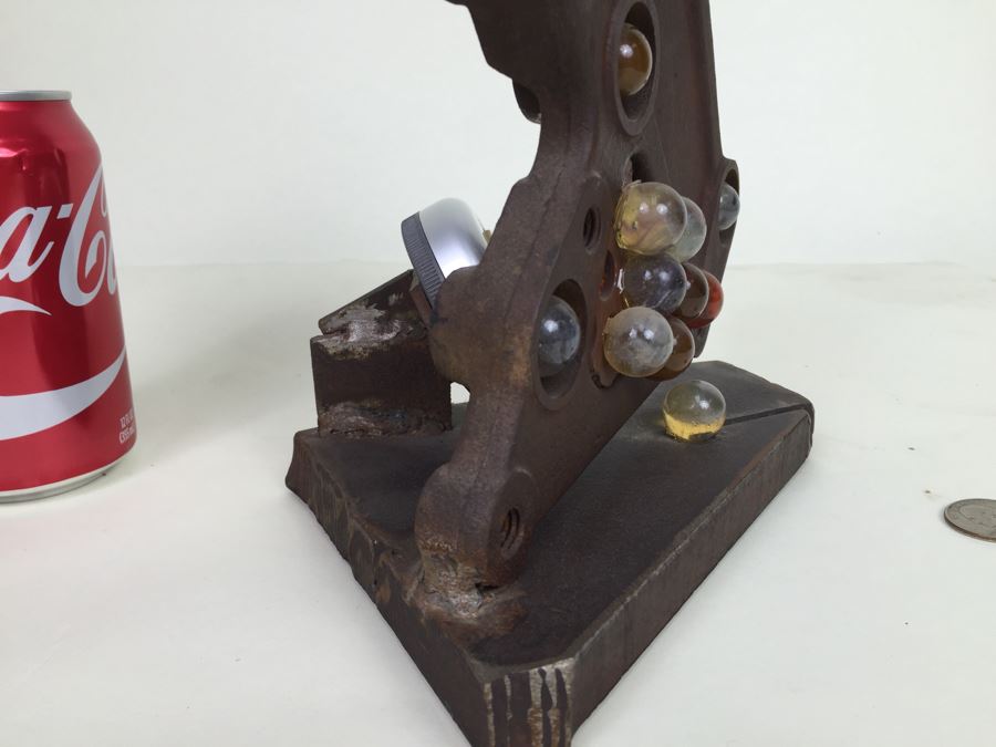 Custom Industrial Metal Sculpture With Marbles Back Light By Karen Dugan Hand Signed [Photo 13]