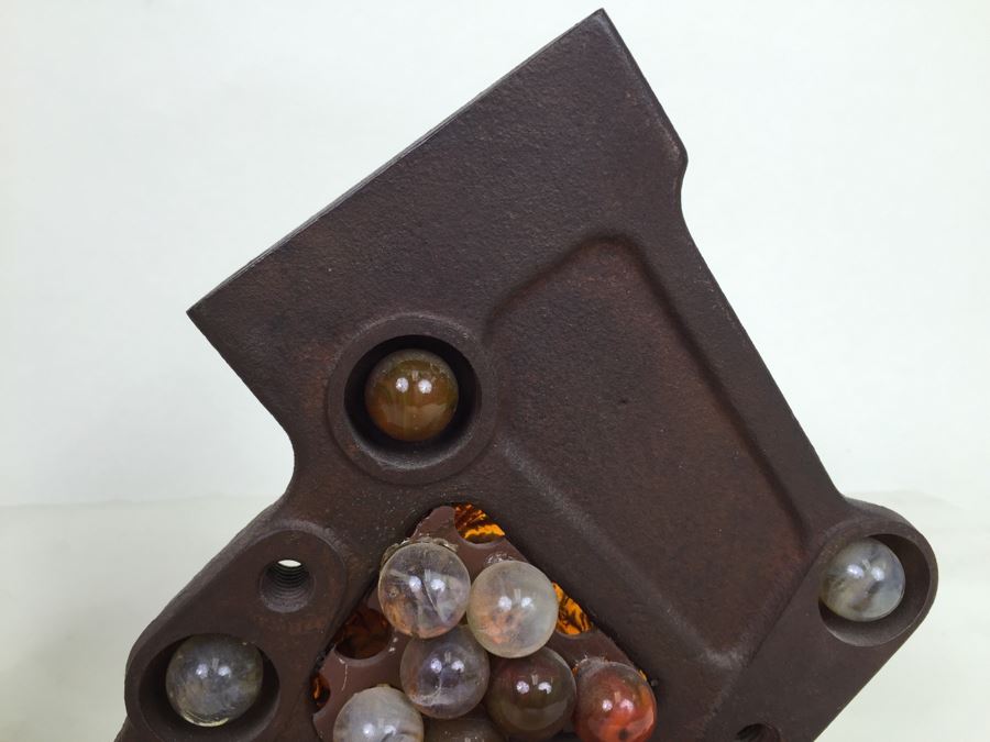 Custom Industrial Metal Sculpture With Marbles Back Light By Karen Dugan Hand Signed [Photo 8]
