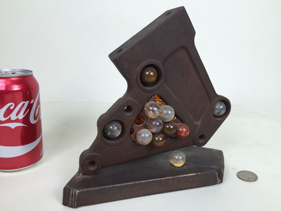 Custom Industrial Metal Sculpture With Marbles Back Light By Karen Dugan Hand Signed [Photo 14]