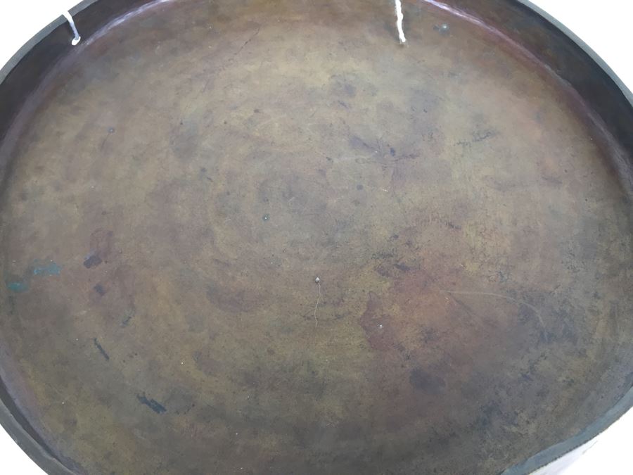 Asian Hand Hammered Brass Gong With Bas Relief Dragon Serpent [Photo 16]