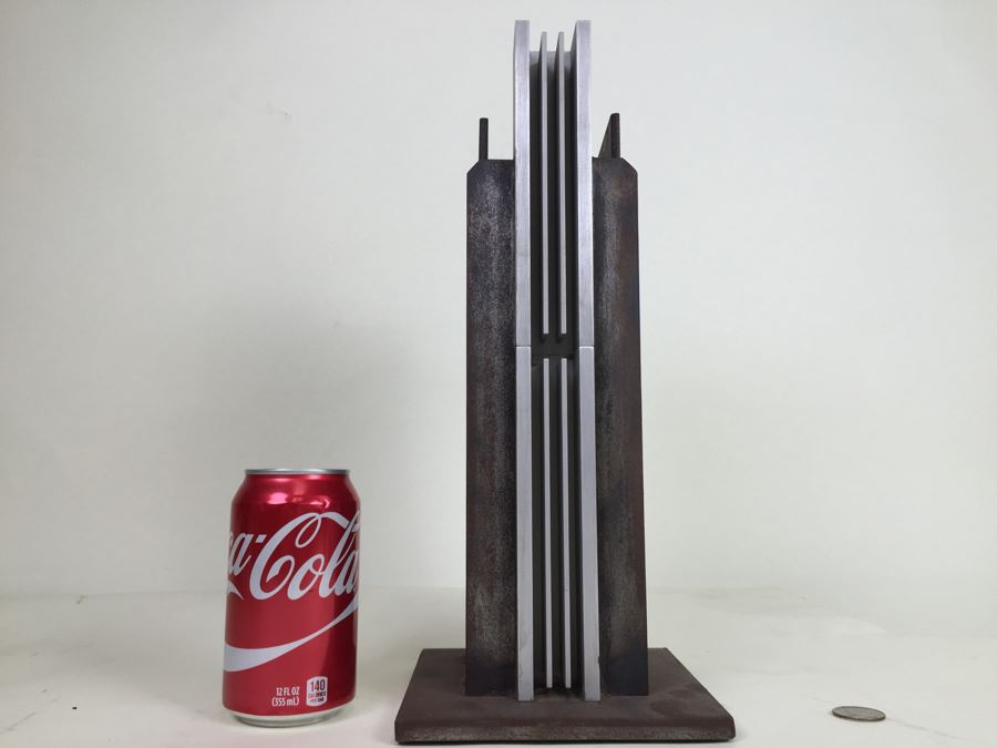 Custom Industrial Art Deco Style Metal Sculpture By Karen Dugan Hand Signed [Photo 1]