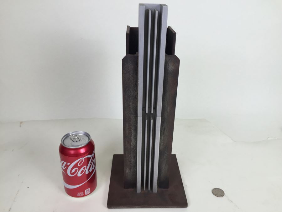 Custom Industrial Art Deco Style Metal Sculpture By Karen Dugan Hand Signed [Photo 13]