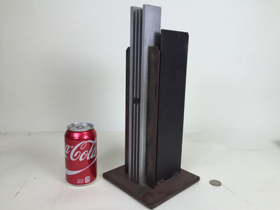 Custom Industrial Art Deco Style Metal Sculpture By Karen Dugan Hand Signed [Photo 11]