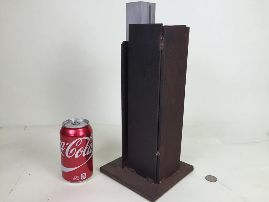 Custom Industrial Art Deco Style Metal Sculpture By Karen Dugan Hand Signed [Photo 10]