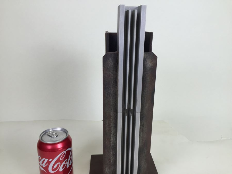 Custom Industrial Art Deco Style Metal Sculpture By Karen Dugan Hand Signed [Photo 6]
