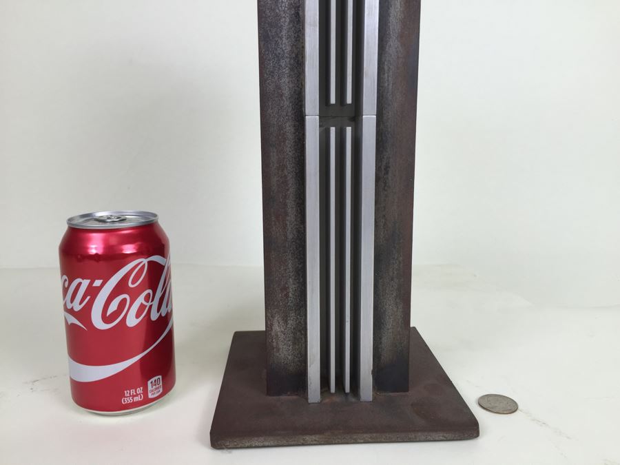 Custom Industrial Art Deco Style Metal Sculpture By Karen Dugan Hand Signed [Photo 5]