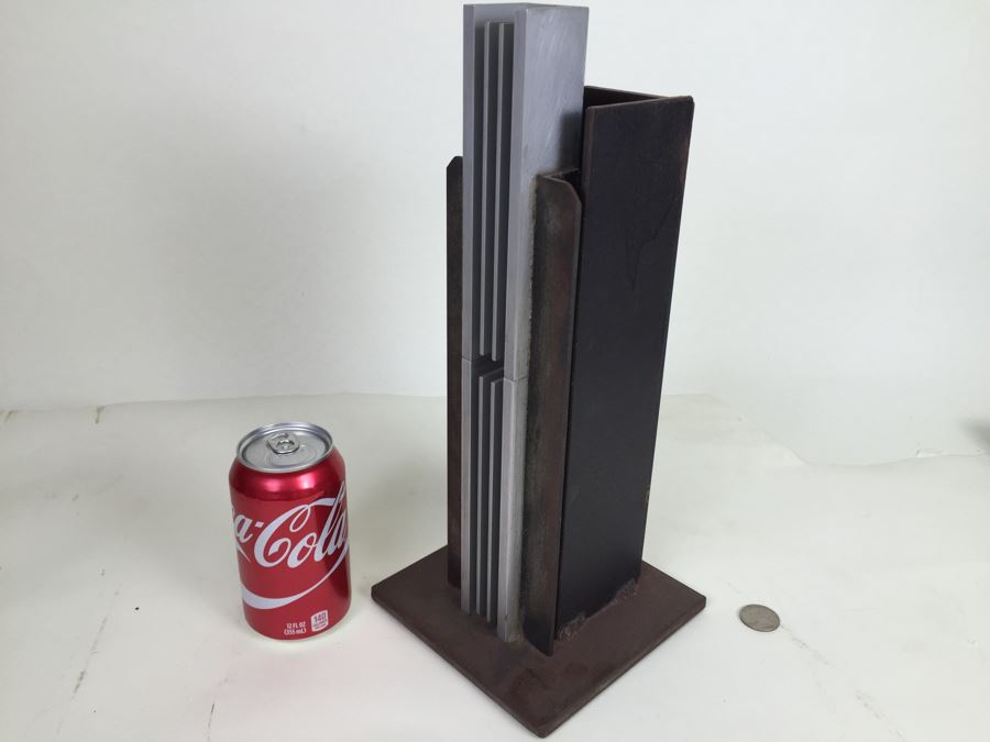 Custom Industrial Art Deco Style Metal Sculpture By Karen Dugan Hand Signed [Photo 12]