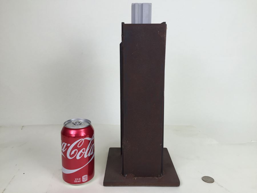 Custom Industrial Art Deco Style Metal Sculpture By Karen Dugan Hand Signed [Photo 9]