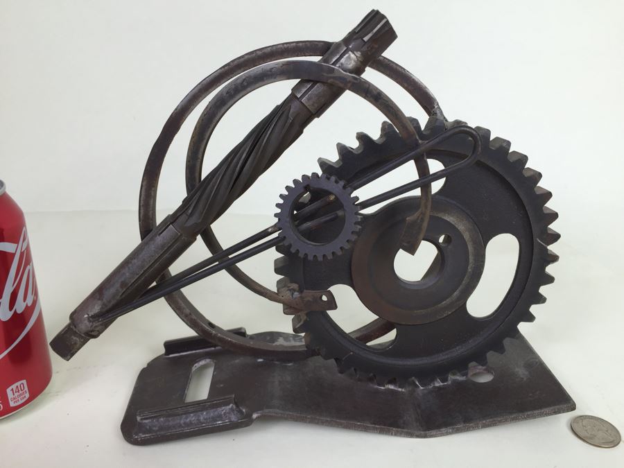 Custom Industrial Metal Sculpture By Karen Dugan Hand Signed