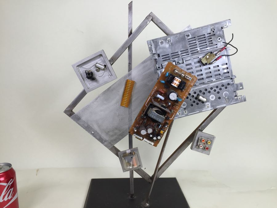 Custom Industrial Meets Electronics Metal Sculpture By Karen Dugan Hand Signed Titled 'Inside Out' [Photo 4]