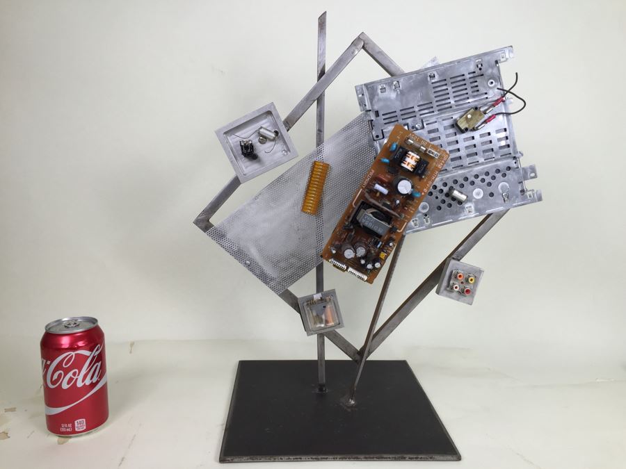 Custom Industrial Meets Electronics Metal Sculpture By Karen Dugan Hand Signed Titled 'Inside Out'