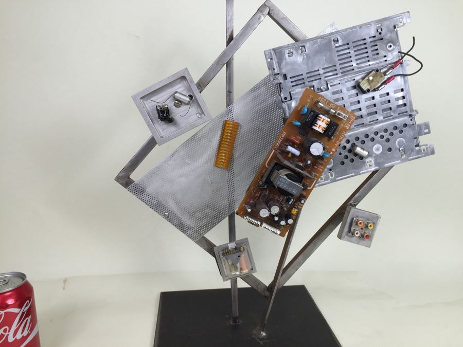 Custom Industrial Meets Electronics Metal Sculpture By Karen Dugan Hand Signed Titled 'Inside Out' [Photo 12]