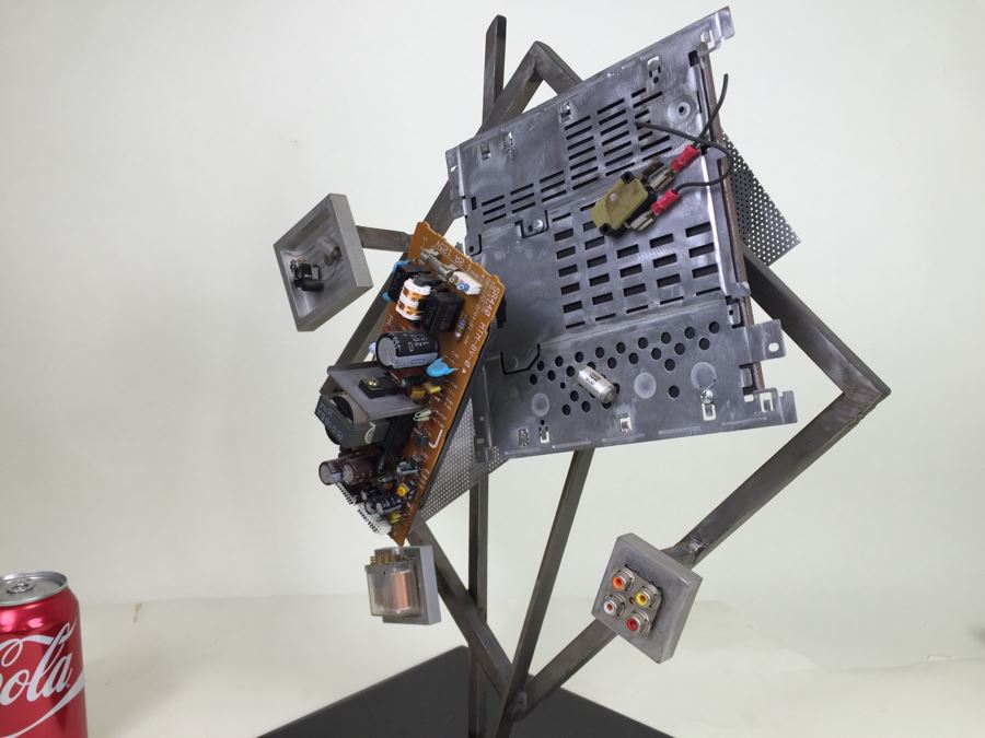 Custom Industrial Meets Electronics Metal Sculpture By Karen Dugan Hand Signed Titled 'Inside Out' [Photo 2]