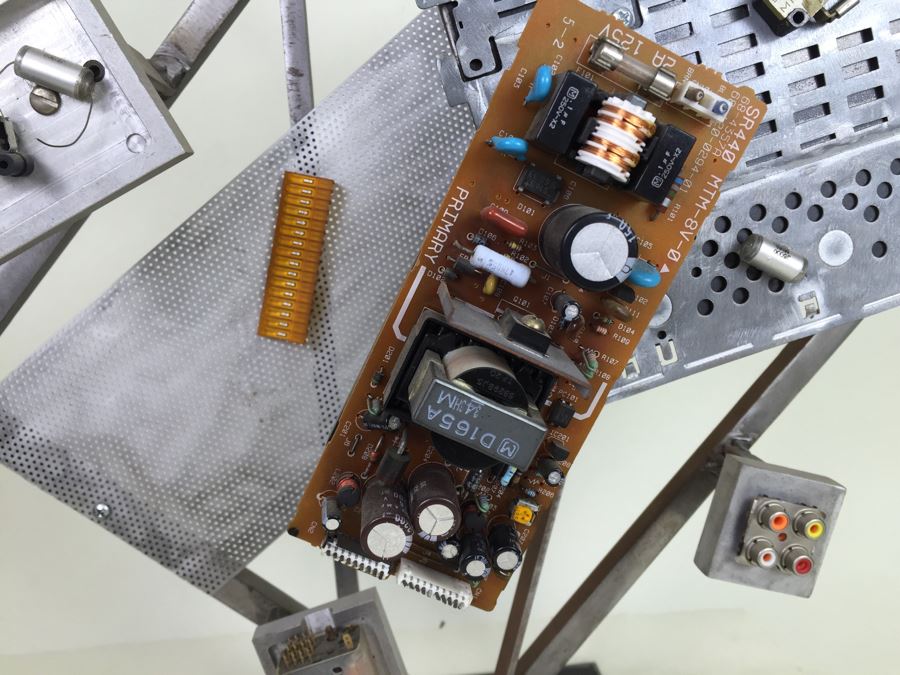 Custom Industrial Meets Electronics Metal Sculpture By Karen Dugan Hand Signed Titled 'Inside Out' [Photo 5]