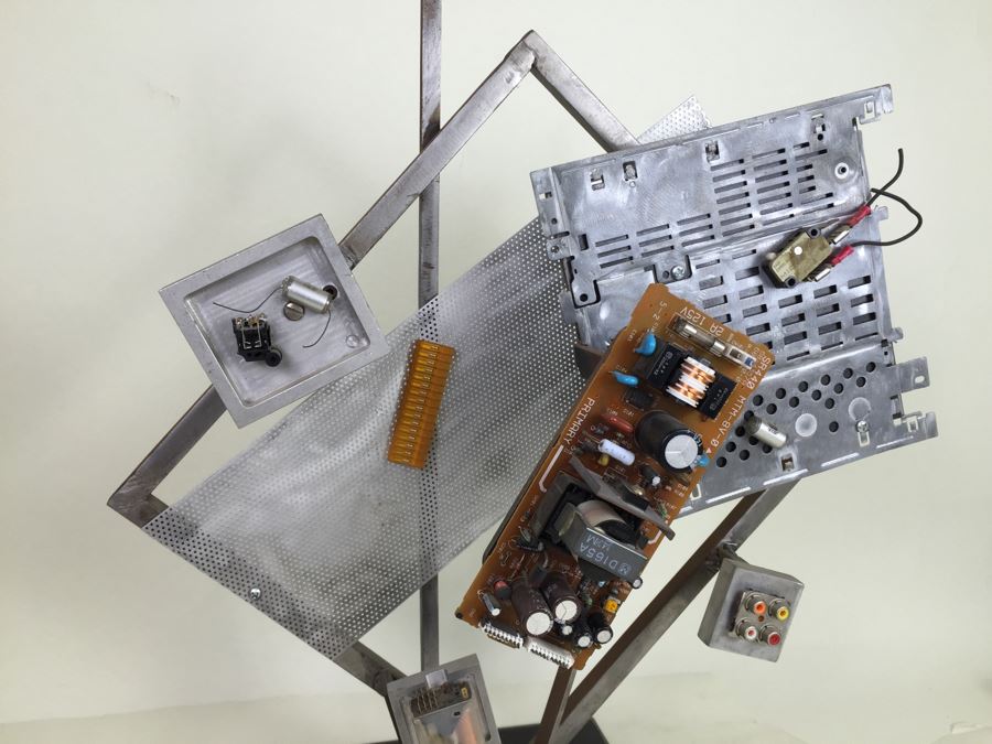 Custom Industrial Meets Electronics Metal Sculpture By Karen Dugan Hand Signed Titled 'Inside Out' [Photo 11]