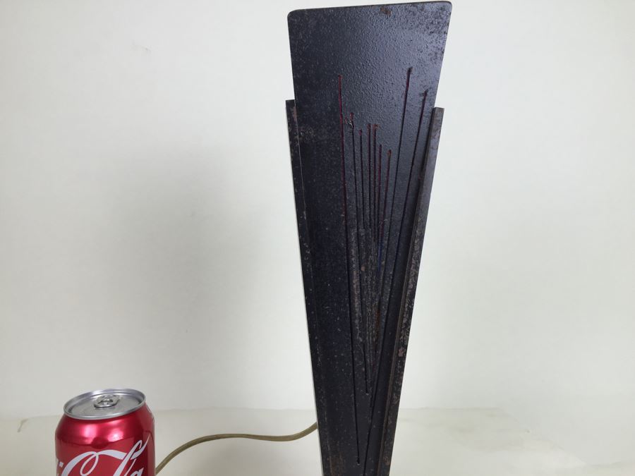Custom Industrial Metal Sculpture Table Lamp By Karen Dugan Hand Signed [Photo 5]