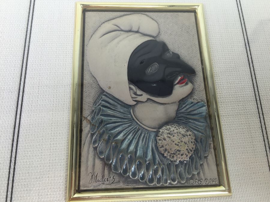 Limited Issue Sterling Silver And Gold Framed Clown Pictures By Mida Made In Italy [Photo 4]