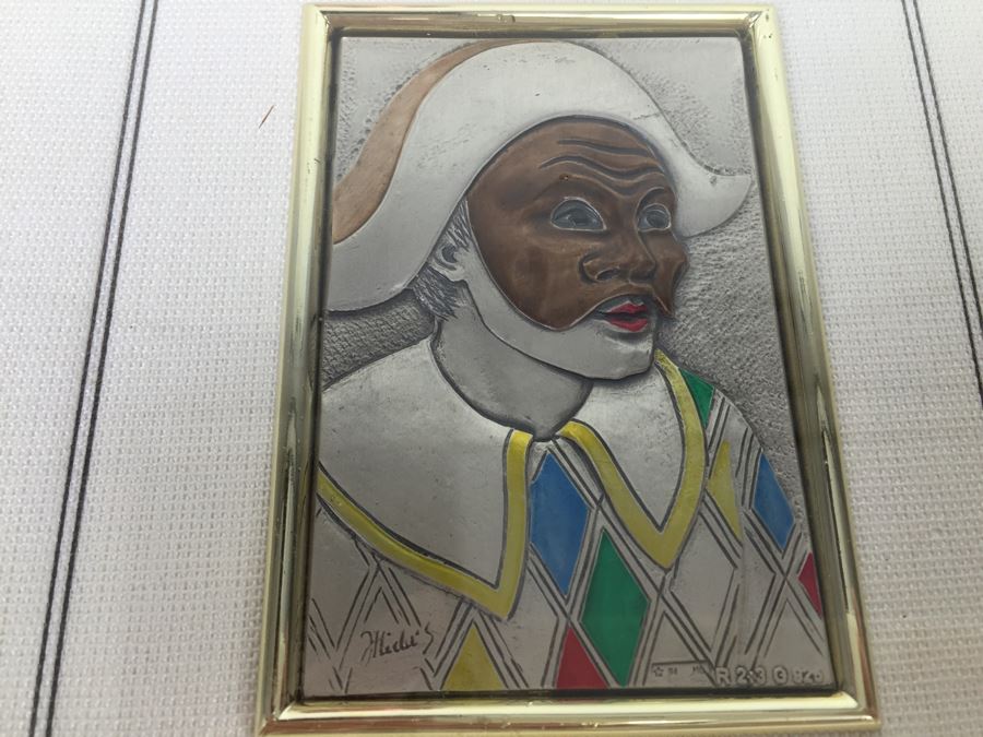 Limited Issue Sterling Silver And Gold Framed Clown Pictures By Mida Made In Italy [Photo 2]