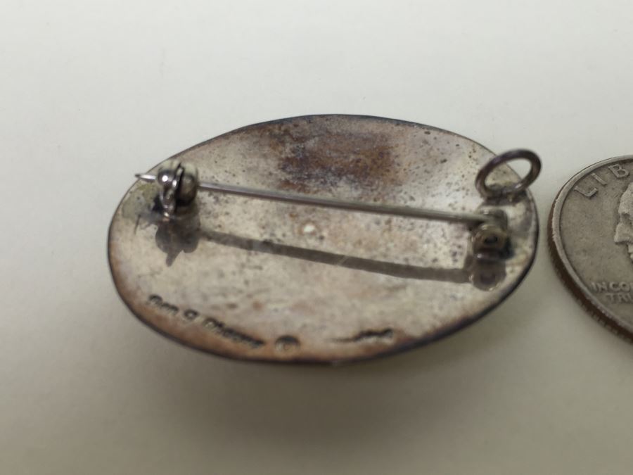 Vintage Signed Ben F. Chavez Sterling Silver Brooch Pendant Navajo Native American [Photo 13]